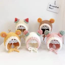 Mũ Len Cho Bé Lông Cừu Bé Trai Bé Gái Mẫu Hoa Quả Cực Đẹp Và Kute Phù Hợp Bé Từ 3 Tháng - 24 Tháng M13 1
