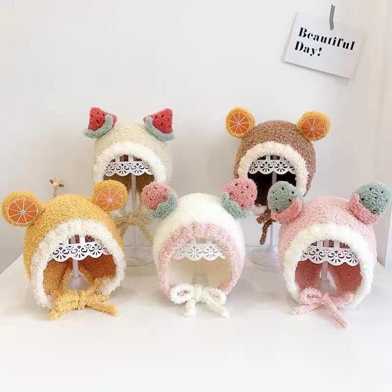 Mũ Len Cho Bé Lông Cừu Bé Trai Bé Gái Mẫu Hoa Quả Cực Đẹp Và Kute Phù Hợp Bé Từ 3 Tháng - 24 Tháng M13