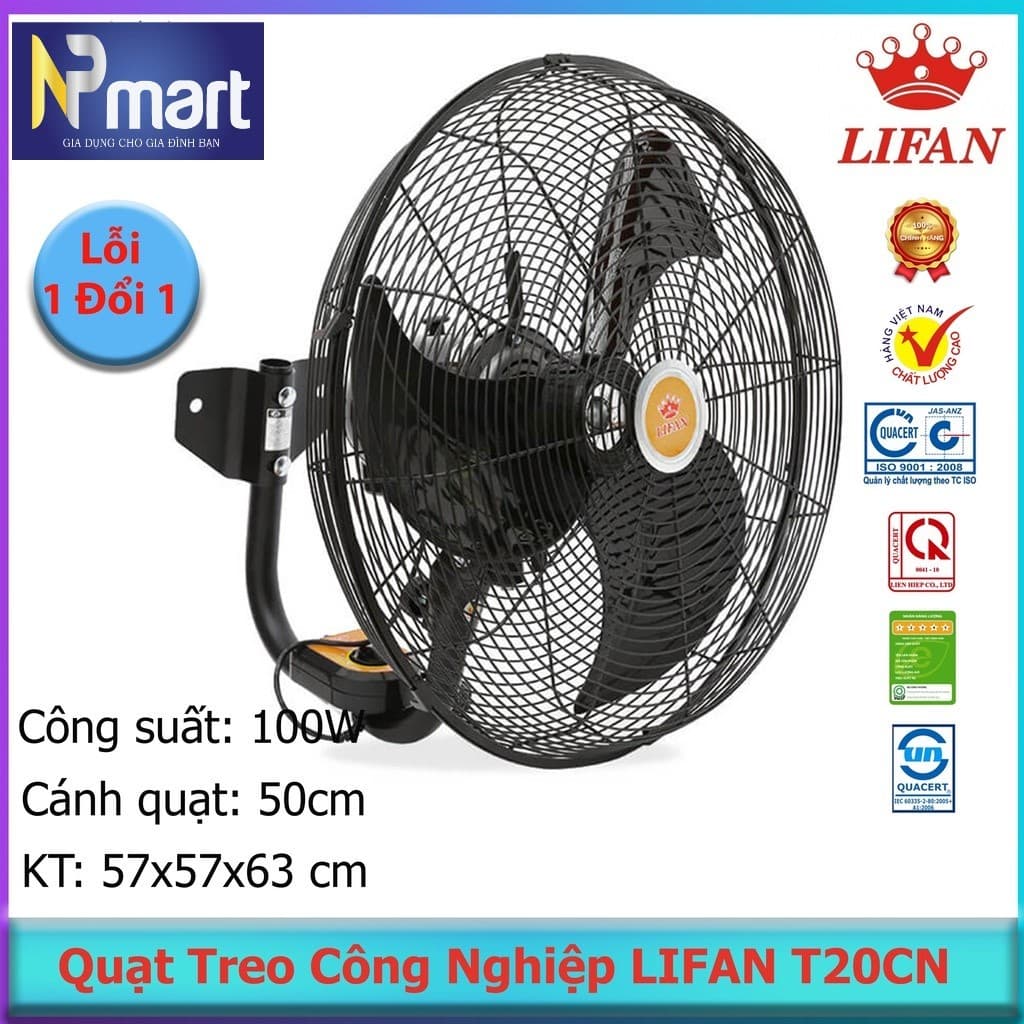 Quạt treo công nghiệp LIFAN T-20CN 130W - sử dụng nhà xưởng quán ăn cà phê , bảo hành 1 năm