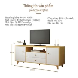 Kệ tivi phòng khách KÍN LƯNG phong cách Bắc Âu dễ dàng kết hợp với nhiều mẫu bàn trà và ghế sofa ND59 5