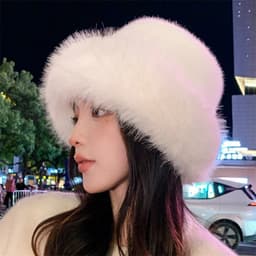 Mũ lông nữ Mũ len lông Mông Cổ Nón beret phủ lông nhân tạo giữ ấm phong cách Mông Cổ dày dặn thời trang MU112 SLEEPY 9