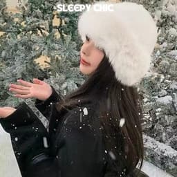 Mũ lông nữ Mũ len lông Mông Cổ Nón beret phủ lông nhân tạo giữ ấm phong cách Mông Cổ dày dặn thời trang MU112 SLEEPY 4