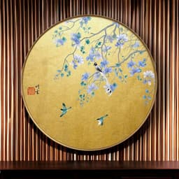 Tranh tròn treo tường in vải canvas chim trên cành indochine - 60 cm 2
