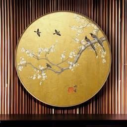 Tranh tròn treo tường in vải canvas chim trên cành indochine - 60 cm 6