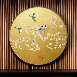 Tranh tròn treo tường in vải canvas chim trên cành indochine - 60 cm 5