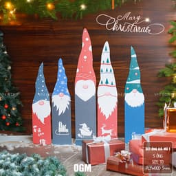 Ông già Mù trang trí Noel bằng gỗ loại dày 5mm size lớn, Phụ kiện trang trí cây thông Noel, decor giáng sinh 2