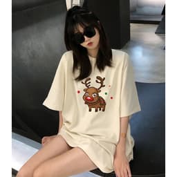 Áo thun giáng sinh Noel Tuần lộc tay lỡ form rộng nam nữ unisex 5