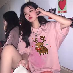 Áo thun giáng sinh Noel Tuần lộc tay lỡ form rộng nam nữ unisex 3