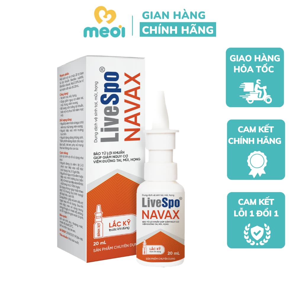 Xịt lợi khuẩn LiveSpo NAVAX - Giảm nguy cơ viêm tai mũi họng - Hộp 20ml