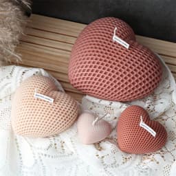Khuôn silicon trái tim 3D lớn đủ size, khuôn hình trái tim hoa, khuôn silicon hình trái tim sọc đủ loại làm nến HM062 3