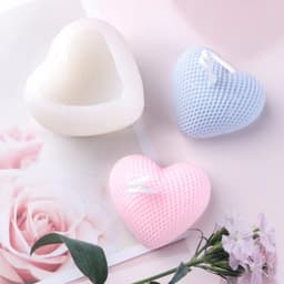Khuôn silicon trái tim 3D lớn đủ size, khuôn hình trái tim hoa, khuôn silicon hình trái tim sọc đủ loại làm nến HM062 4