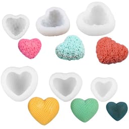 Khuôn silicon trái tim 3D lớn đủ size, khuôn hình trái tim hoa, khuôn silicon hình trái tim sọc đủ loại làm nến HM062 6