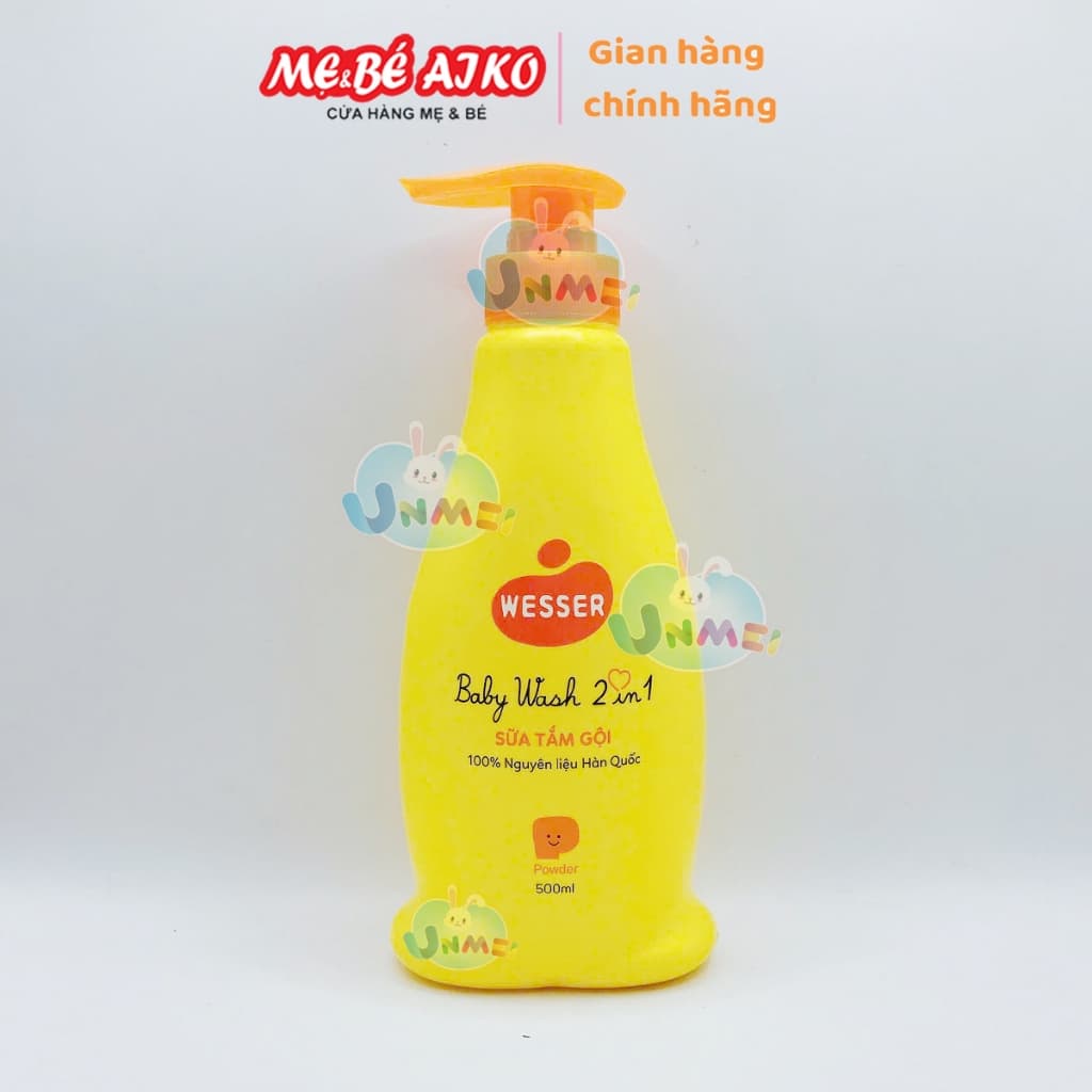 Sữa tắm gội Wesser 2in1 hương phấn 500ml (Cam) cho bé