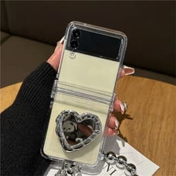 [CÓ SẴN] Ốp Z Flip 8 - Flip5 - Flip4 - Flip7 5G trong suốt popsocket tim viền tráng gương kèm dây và thanh bảo vệ bản lề 6
