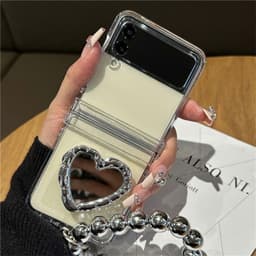 [CÓ SẴN] Ốp Z Flip 8 - Flip5 - Flip4 - Flip7 5G trong suốt popsocket tim viền tráng gương kèm dây và thanh bảo vệ bản lề 5