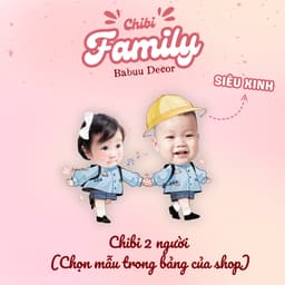 In chibi gia đình, chibi 2 anh em, chị em 2