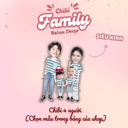 In chibi gia đình, chibi 2 anh em, chị em 4