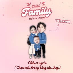 In chibi gia đình, chibi 2 anh em, chị em 3