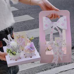 [THANH  LÝ] 10 Hộp 4 ô Quai Xách Kèm Nơ đựng bánh, hũ yến sào, quà tặng 5