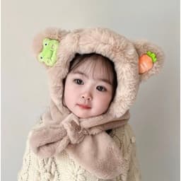 Mũ Len Trùm Đầu Đính "Tai Cà Rốt" -, Nón Len Liền Khăn Quàng Lông Thỏ Giữ Ấm Mùa Đông Đáng Yêu Cho Bé. .. 5