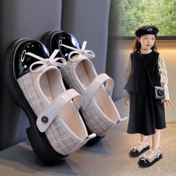 Giày búp bê da mềm cho bé gái đính nơ điệu đà .859 Alo Kids 3