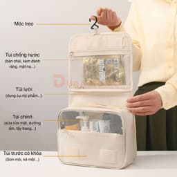 Túi Đựng Mỹ Phẩm Du Lịch Có Móc Treo, Có Thể Gấp Gọn, Nhiều Ngăn, Chứa Được Nhiều Đồ Dùng Cá Nhân Và Mỹ Phẩm 2