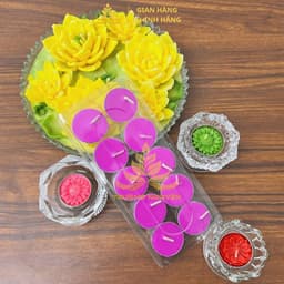 Vỉ 10 Viên Nến Xu Tealight Trơn Bơ Trường Nguyên Organic, Không Khói,  Nhiều Màu, Cúng Mụ, Xông Tinh Dầu, Dâng Lễ 4