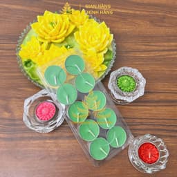 Vỉ 10 Viên Nến Xu Tealight Trơn Bơ Trường Nguyên Organic, Không Khói,  Nhiều Màu, Cúng Mụ, Xông Tinh Dầu, Dâng Lễ 6