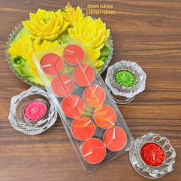 Vỉ 10 Viên Nến Xu Tealight Trơn Bơ Trường Nguyên Organic, Không Khói,  Nhiều Màu, Cúng Mụ, Xông Tinh Dầu, Dâng Lễ 3