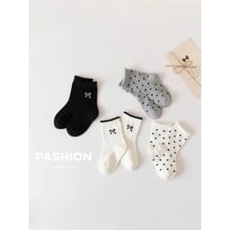 Set 5 Đôi Tất, Vớ họa tiết Nơ, Bi cho bé gái từ 1-12 tuổi mã te101 { V403 } 3