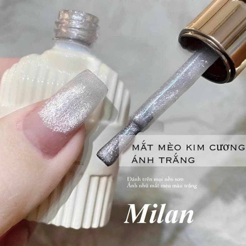 Sơn mắt mèo Ánh Trăng Milan Moonlight   - nail trắng bạc sáng mịn