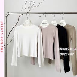 [Ảnh Thật - QCL1]  Áo Thun Nữ Dài Tay Cổ Tròn Ôm Dáng Basic Chất Cotton Mềm Mịn Co Giãn Chuẩn Tag JUNE Studio 1