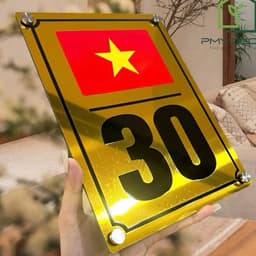 Số Biển Số Nhà Có In Hình Lá Cờ Việt Nam Chất Liệu Aluminium 3mm In UV Cao Cấp - Bảng Số Nhà 2