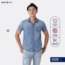 [ẨN] Áo Sơ Mi Cộc Tay Nam GENVIET Vải Jeans Mềm Mại Siêu Thấm Hút, Áo Sơ Mi Suông Vừa Trẻ Trung Thoải Mái Khi Mặ 8569 1