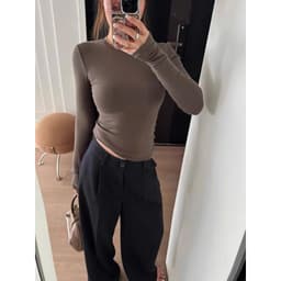Áo Thun Dài Tay Siêu Co Giãn Mềm Mịn- thắt eo ôm body tôn dáng giữ nhiệt vải cotton zip nữ m660 7