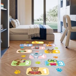 Decal dán tường, dán sàn nhà con thú, số cho bé trò chơi nhảy lò cò 2
