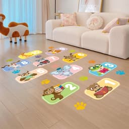 Decal dán tường, dán sàn nhà con thú, số cho bé trò chơi nhảy lò cò 4
