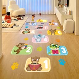 Decal dán tường, dán sàn nhà con thú, số cho bé trò chơi nhảy lò cò 1