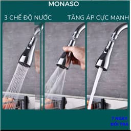 Đầu vòi nước tăng áp rửa bát xoay 360 MẪU MỚI có 3 chế độ tiện dụng----- 3