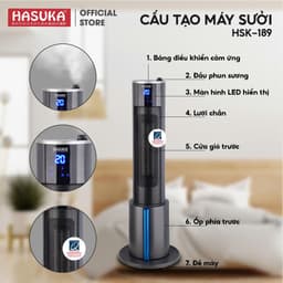 Máy sưởi gốm HASUKA HSK-189 - Công suất 2200W - Phun sương tạo ẩm 3 mức nhiệt kèm điều khiển từ xa - Hàng chính hãng 3