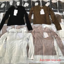 [Ảnh Thật - QCL1]  Áo Thun Nữ Dài Tay Cổ Tròn Ôm Dáng Basic Chất Cotton Mềm Mịn Co Giãn Chuẩn Tag JUNE Studio 7