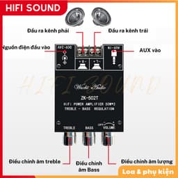 Wuzhi 502T Mạch khuyếch đại âm thanh Zk 502T bluetooth 5.0 TPA3116D2 2x50W chính hãng Wuzhi từ HiFiSound 2