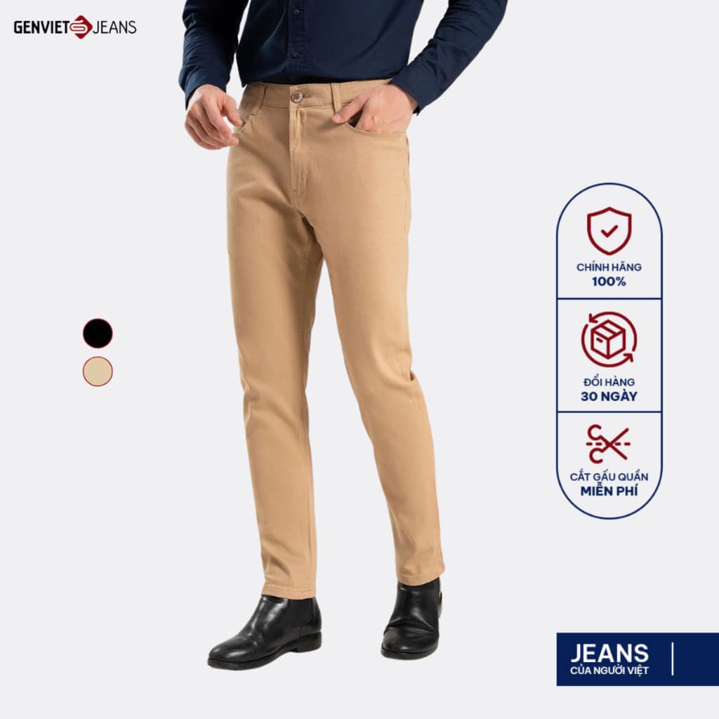[ẨN] Quần Kaki Nam GENVIET Dáng Col Đứng, Quần Tây Nam Vải Kaki Cotton, Phom Đứng Trẻ Trun 8142