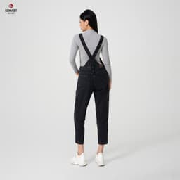 [ẨN] Yếm jean nữ quần dài GENVIET JEANS vải Denim dáng Col Thụng baggy bo ống ít co giãn năng độn 8416 8