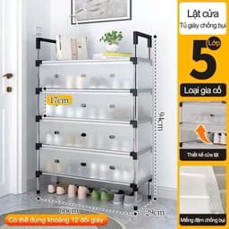 Kệ Để Giày 5 Tầng Kèm Vách Chắn Bụi Bảo Vệ Giày Cực Sang Trọng 2