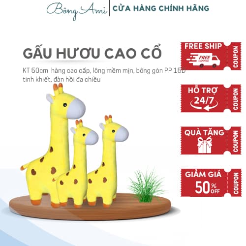 Gối ôm cho bé, Gấu bông hươu cao cổ size 50cm, hàng cao cấp -  quà tặng dễ thương cho bé