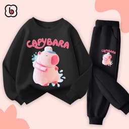 Bộ nỉ cho bé gái BabyloveGO đồ bộ thu đông cho bé bộ dài tay in hình Capybara độc đáo BN-CAP15 3