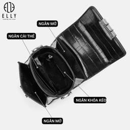[Tặng hộp 20.10] Túi xách nữ thời trang ELLY EL324 đeo chéo đeo vai xách tay da tổng hợp cao cấp chính hãng 6