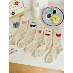 VINBEO Set 10 Đôi Tất Cổ Cao Hoạ Tiết Biểu Cảm Mẫu Mới AK006 5
