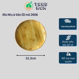 Đĩa nhựa vân gỗ, đĩa tròn, đĩa nhựa quán ăn, dĩa nhậu có 3 size 2